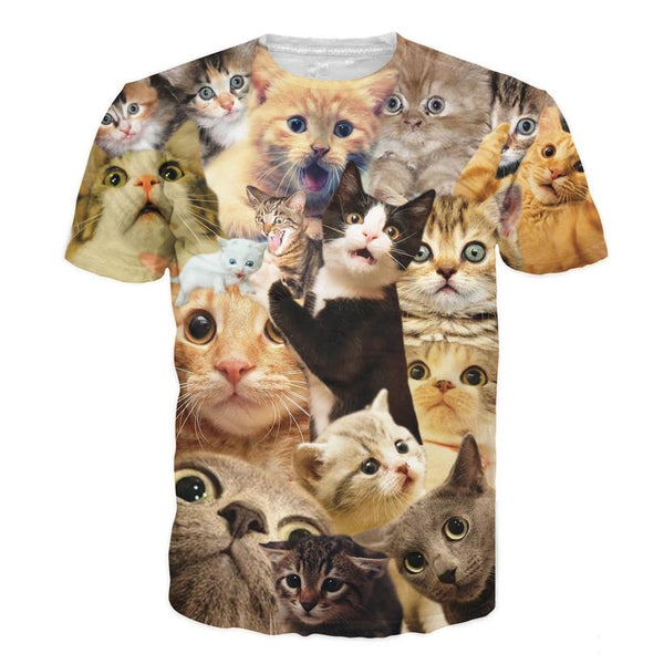 Harajuku style women/men 3d cat T shirt - virtualcatstore.com