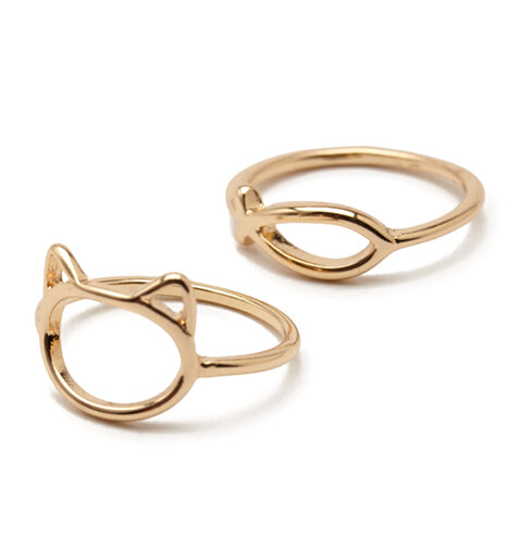 Cat Finger Rings Set 2pcs/set - virtualcatstore.com