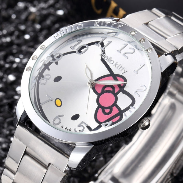 Full Steel Hello Kitty Cartoon Watches Fashion Quartz Women Dress Watch Rhinestone Cat Watches Girl Clock Relog Hodinky Ceasuri - virtualcatstore.com