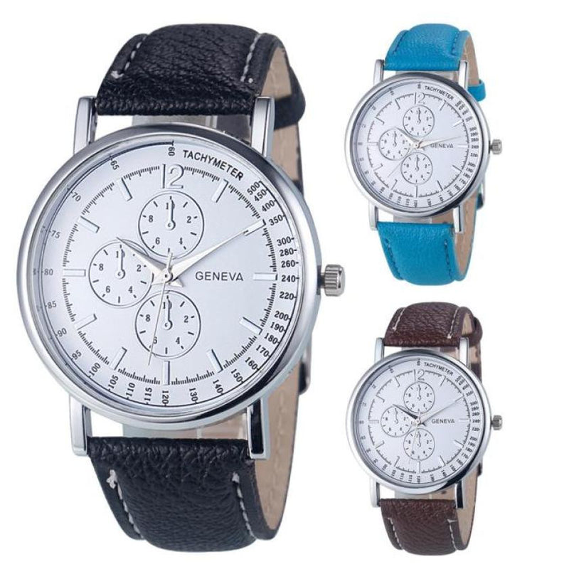 Fashion Women Men Diamond Analog Quartz Faux Leather Wrist Watch - virtualcatstore.com