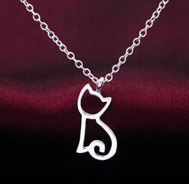 Unique design Silver plated Cute Kitty necklace - virtualcatstore.com