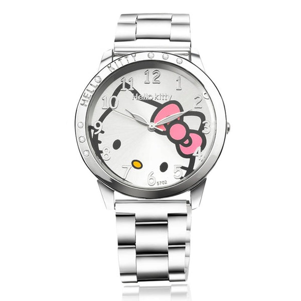 Full Steel Hello Kitty Cartoon Watches Fashion Quartz Women Dress Watch Rhinestone Cat Watches Girl Clock Relog Hodinky Ceasuri - virtualcatstore.com