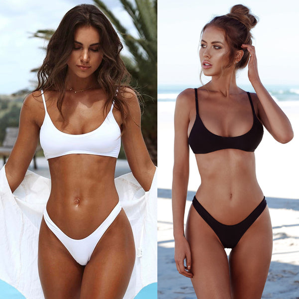 Solid Bikini Set Brazilian Push Up Padded Sexy Swimwear Low Waist Newest Swimsuit - virtualcatstore.com