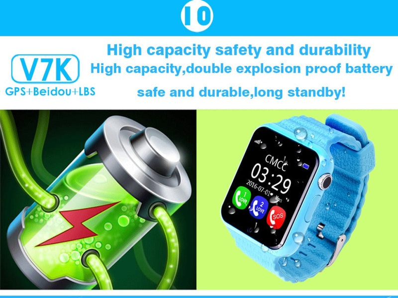 GPS Bluetooth Smart Watch for Kids Boy Girl Apple Android Phone Support SIM /TF Dial Call and Push - virtualcatstore.com