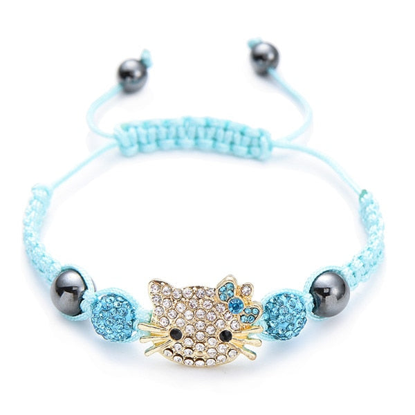 Handmade Cute Children Silver Cat Bracelet - virtualcatstore.com