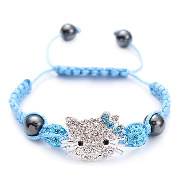 Handmade Cute Children Silver Cat Bracelet - virtualcatstore.com