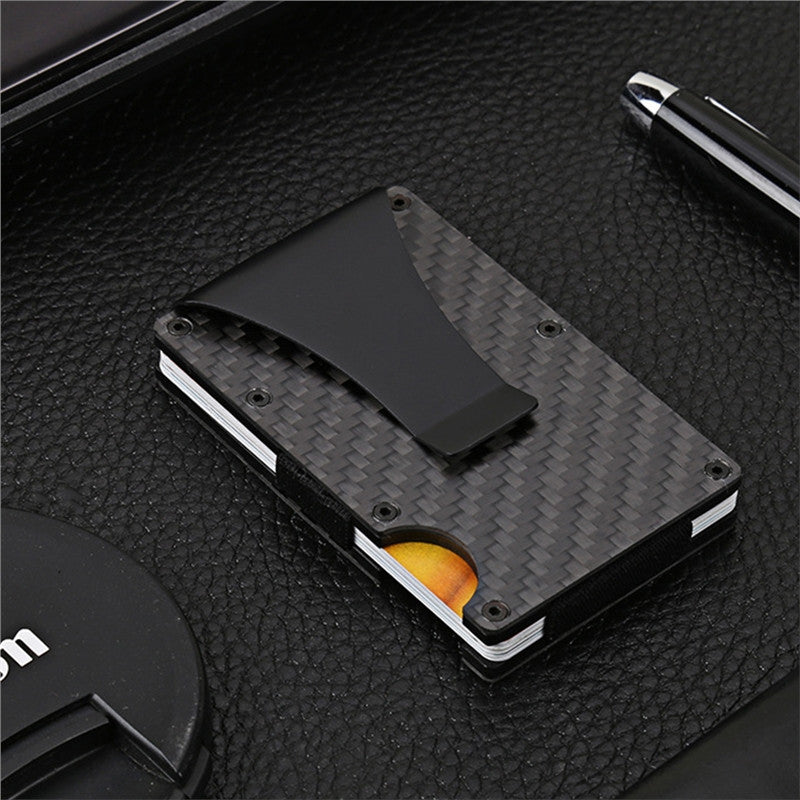 Carbon Fiber Credit Card Holder Carbon Fiber Slim Minimalist Wallet Front Pocket Wallet Credit Business Card Holder With Money Clip For Men (Black) - virtualcatstore.com