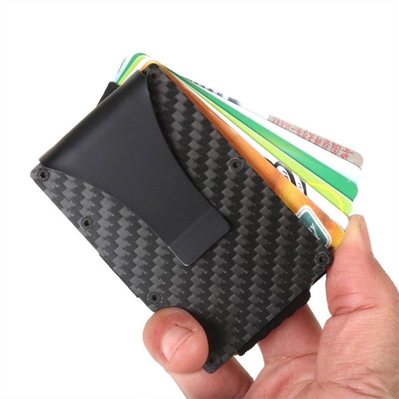 Carbon Fiber Credit Card Holder Carbon Fiber Slim Minimalist Wallet Front Pocket Wallet Credit Business Card Holder With Money Clip For Men (Black) - virtualcatstore.com