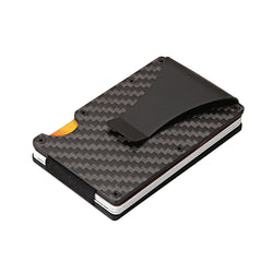 Carbon Fiber Credit Card Holder Carbon Fiber Slim Minimalist Wallet Front Pocket Wallet Credit Business Card Holder With Money Clip For Men (Black) - virtualcatstore.com