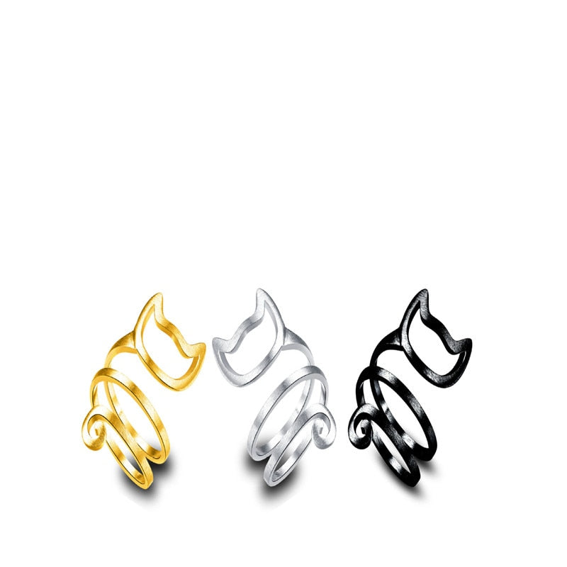 Opening Winding Wire Drawing Cat Ring - virtualcatstore.com