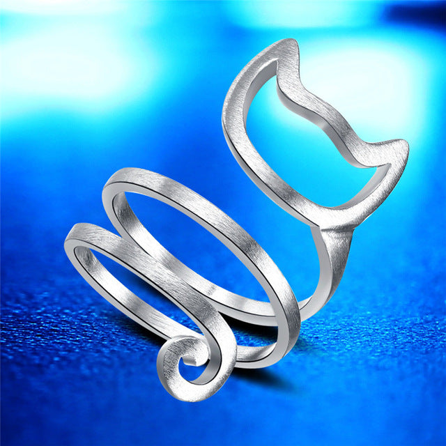 Opening Winding Wire Drawing Cat Ring - virtualcatstore.com