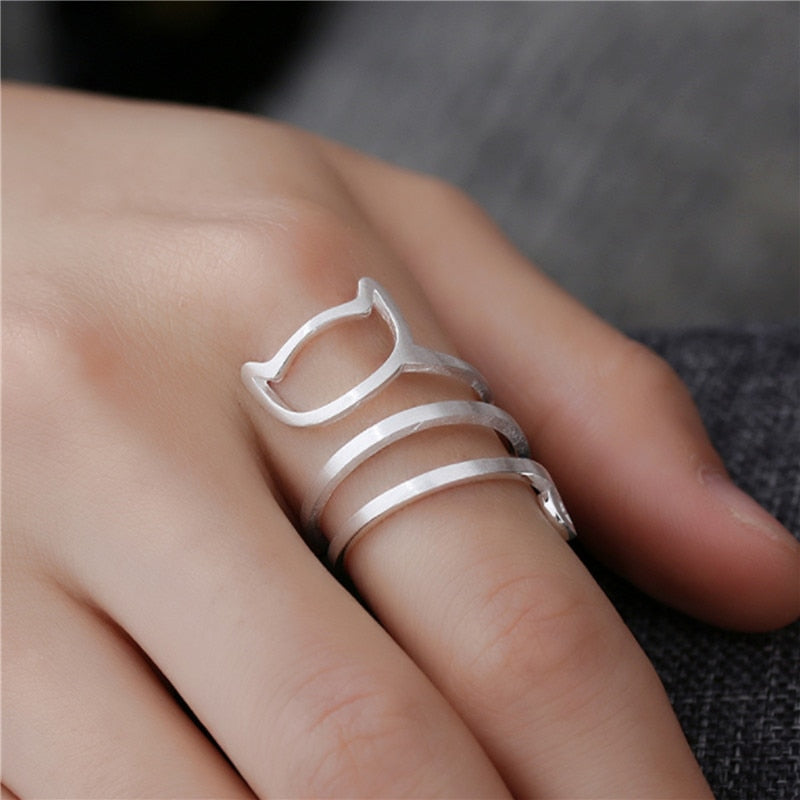 Opening Winding Wire Drawing Cat Ring - virtualcatstore.com