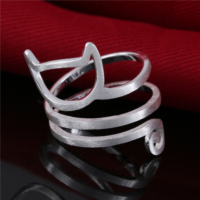 Opening Winding Wire Drawing Cat Ring - virtualcatstore.com