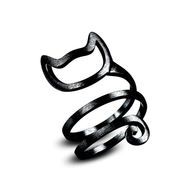 Opening Winding Wire Drawing Cat Ring - virtualcatstore.com