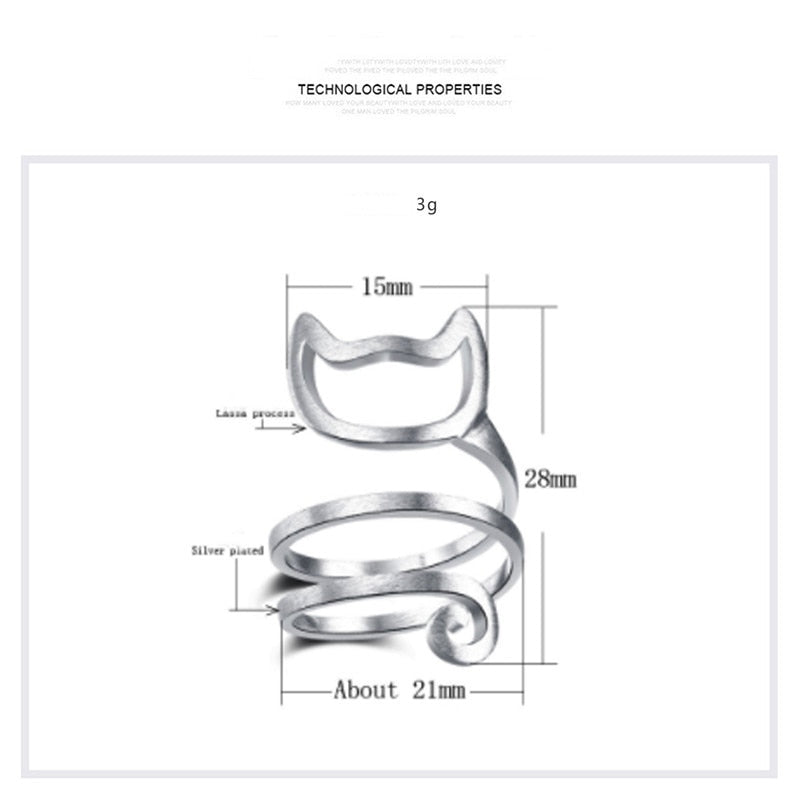 Opening Winding Wire Drawing Cat Ring - virtualcatstore.com