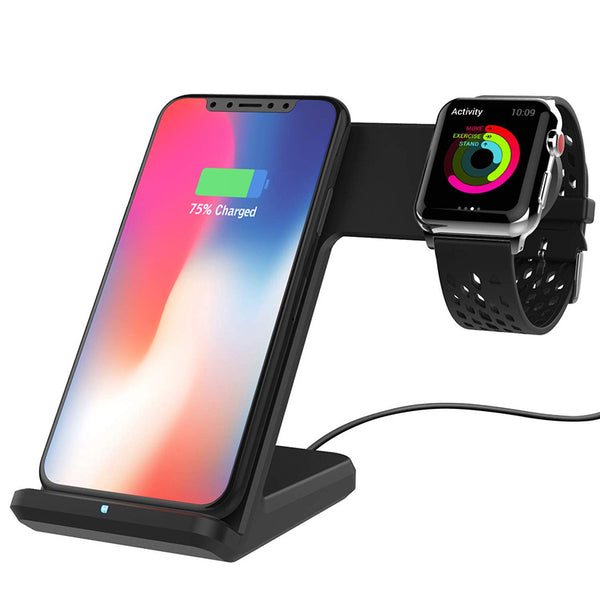 wireless charger For iPhone Xs Max Xiaomi Samsung 2 in 1 Fast Wireless Charger Charging Stand Dock For Apple Watch iWatch - virtualcatstore.com