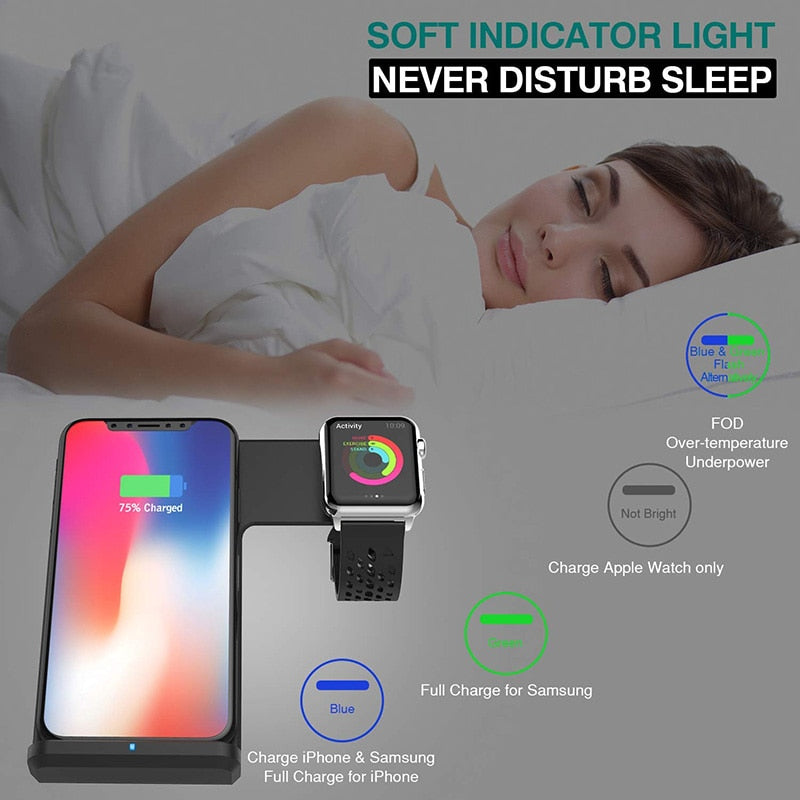 wireless charger For iPhone Xs Max Xiaomi Samsung 2 in 1 Fast Wireless Charger Charging Stand Dock For Apple Watch iWatch - virtualcatstore.com
