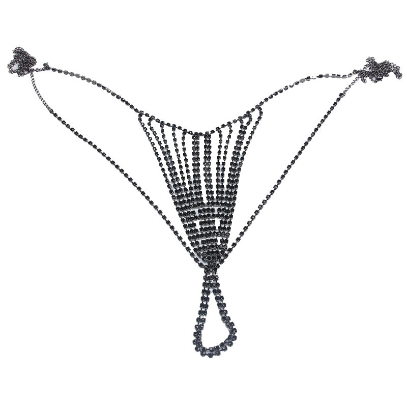 Rhinestone Underwear Belly Chain Crystal Thong - virtualcatstore.com