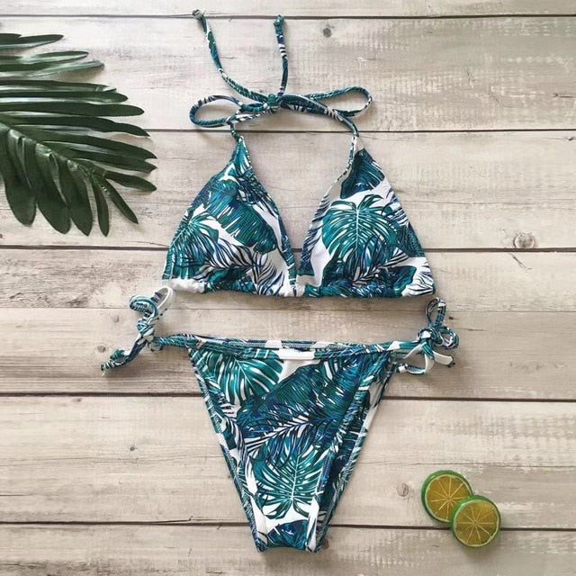 Sexy Women High Waist Bikini Micro Printed Thong Bikini Set Swimwear Beach Swimsuit Monokini Swim Wear Biquini Suit Mujer - virtualcatstore.com