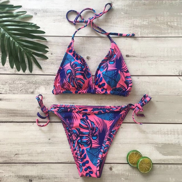 Sexy Women High Waist Bikini Micro Printed Thong Bikini Set Swimwear Beach Swimsuit Monokini Swim Wear Biquini Suit Mujer - virtualcatstore.com