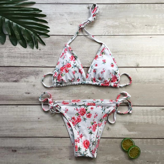 Sexy Women High Waist Bikini Micro Printed Thong Bikini Set Swimwear Beach Swimsuit Monokini Swim Wear Biquini Suit Mujer - virtualcatstore.com