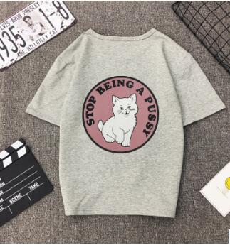 Cotton Meow Print Women T shirt - virtualcatstore.com