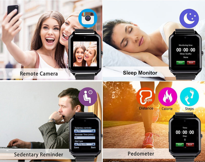 Smart Watch Men Women Bluetooth Wrist Smartwatch Support SIM/TF Card Wristwatch For Apple Android Phone PK GT08 - virtualcatstore.com