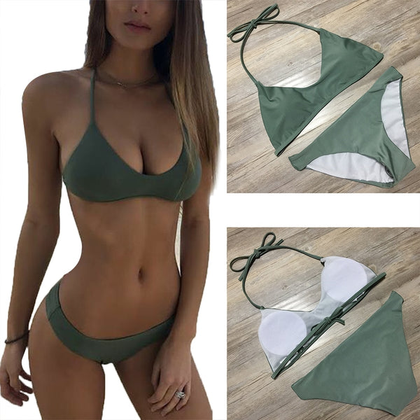 Women Two Pieces Elastic Bikini Swimsuit Sexy Paded Swimwear - virtualcatstore.com